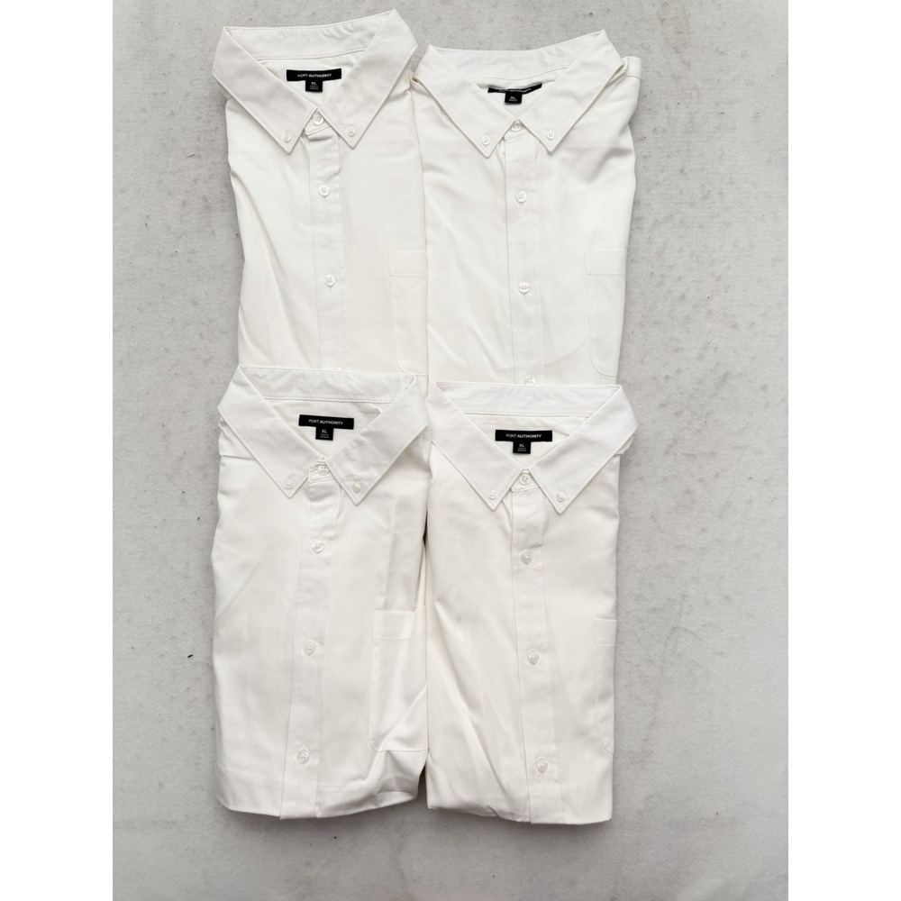 LOT OF 4 Port Authority Short Sleeve Dress Shirt White Mens XL BRAND NEW